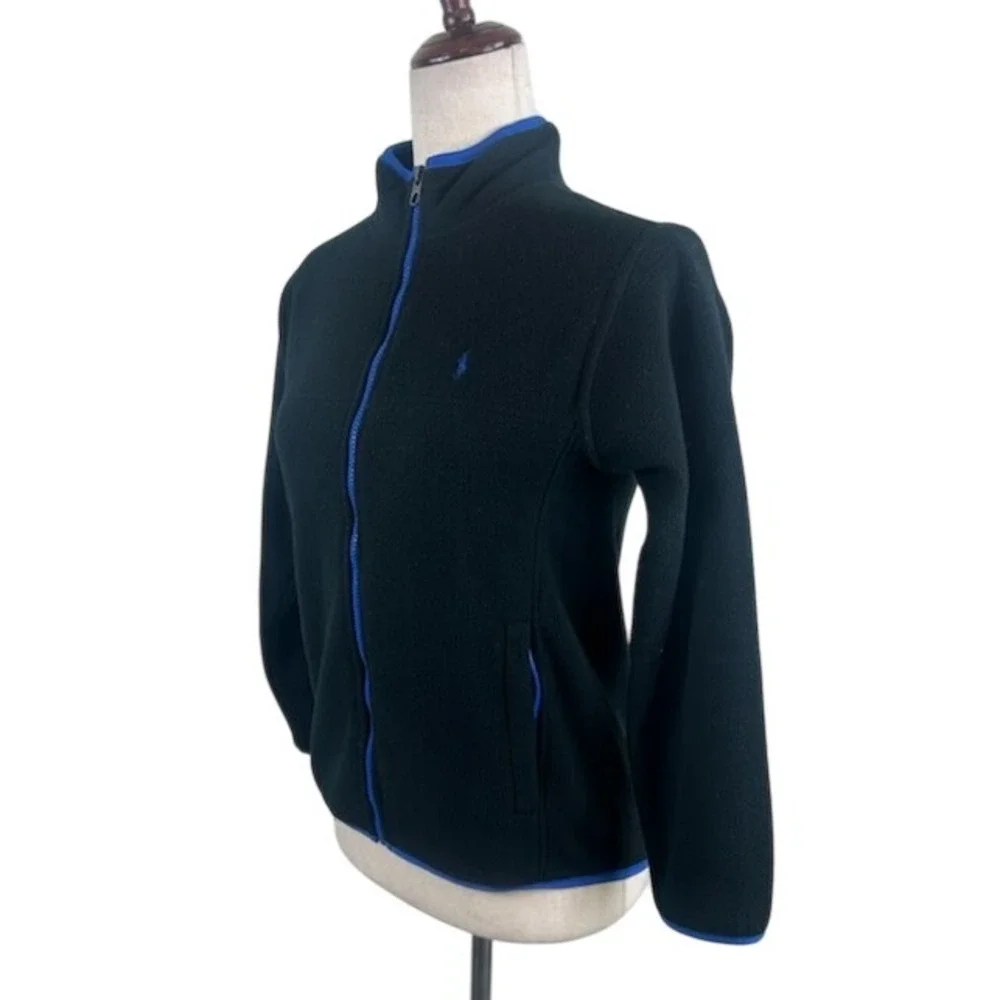 Polo‎ Ralph Lauren Fleece Jacket Girls Size Medium 10 12 Black Blue